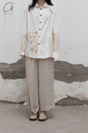 AVIVA JIFEI XUE Ancient Constellation Embroidered Patchwork White Shirt S22-ELSS